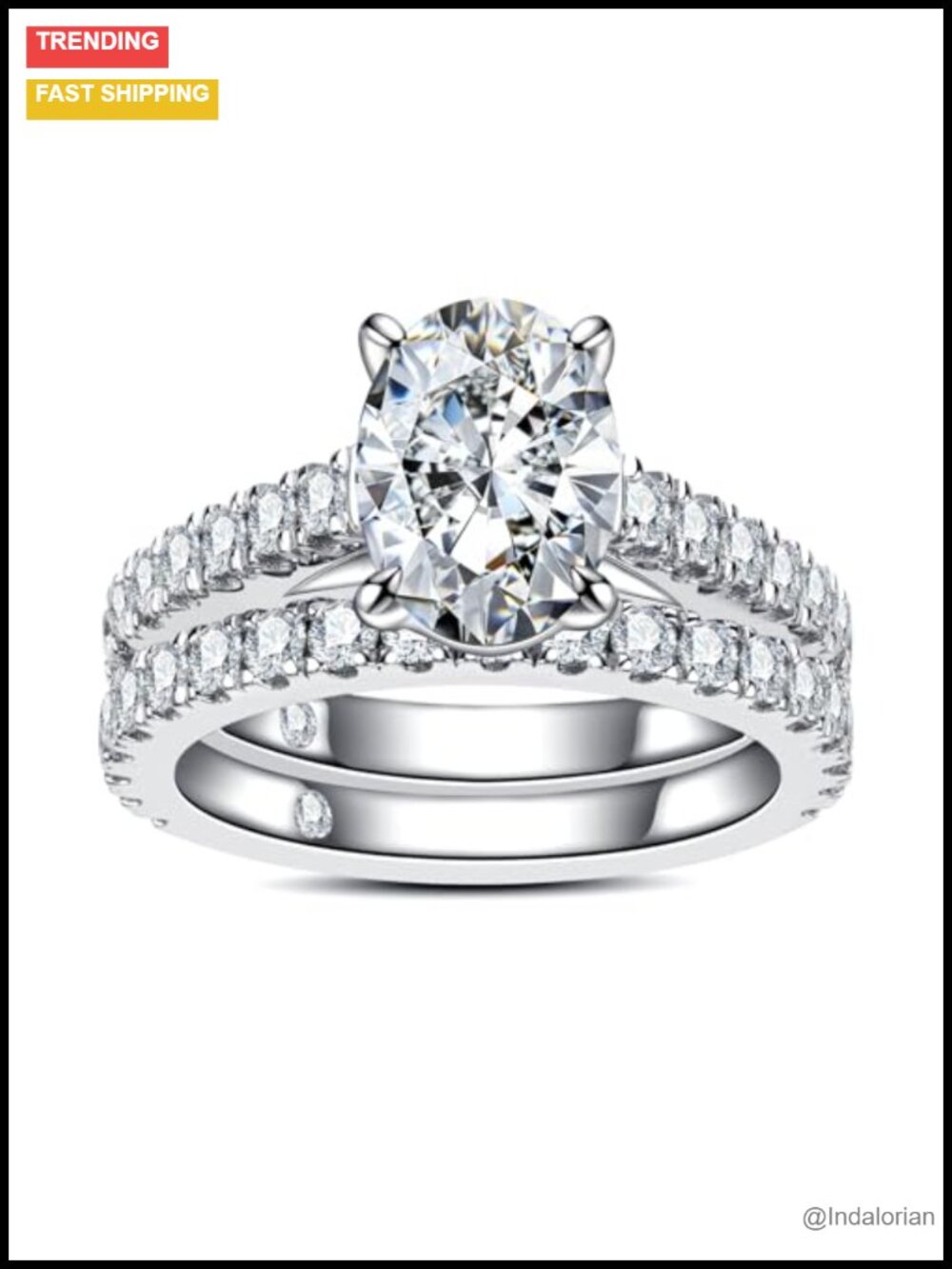 4.14ct Moissanite Bridal Ring Set 925 Sterling Silver Engagement Wedding Band